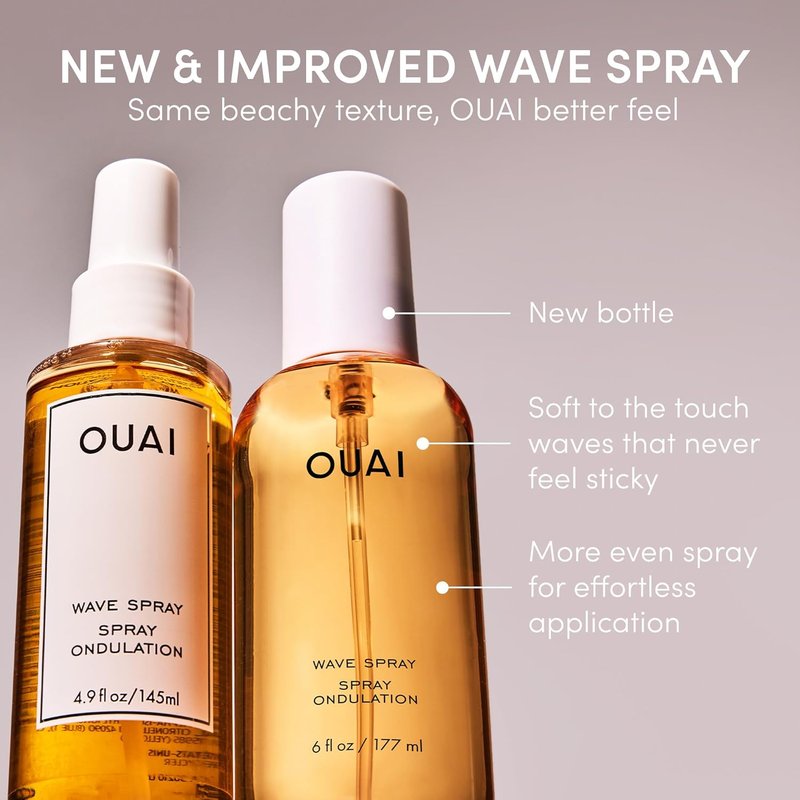 OUAI Wavy Hair Bundle | Air Dry Foam & Wave Spray for Beach Waves - Adds Texture, Volume & Shine (2 Count, 4 Oz/6 Oz)