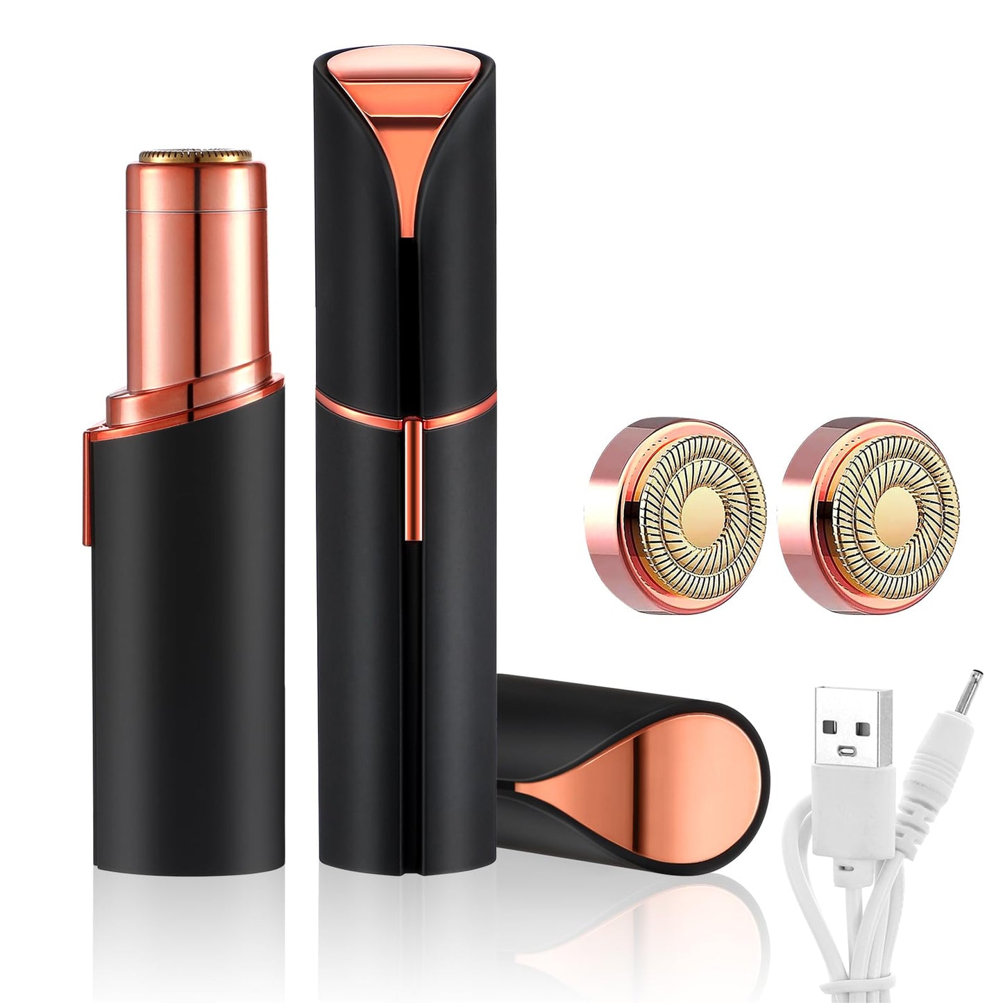 Flawless Facial Hair Removal for Women, Electric Painless Rechargeable Facial Hair Remover for Face, Lip, Chin with 2 x Replacement Heads