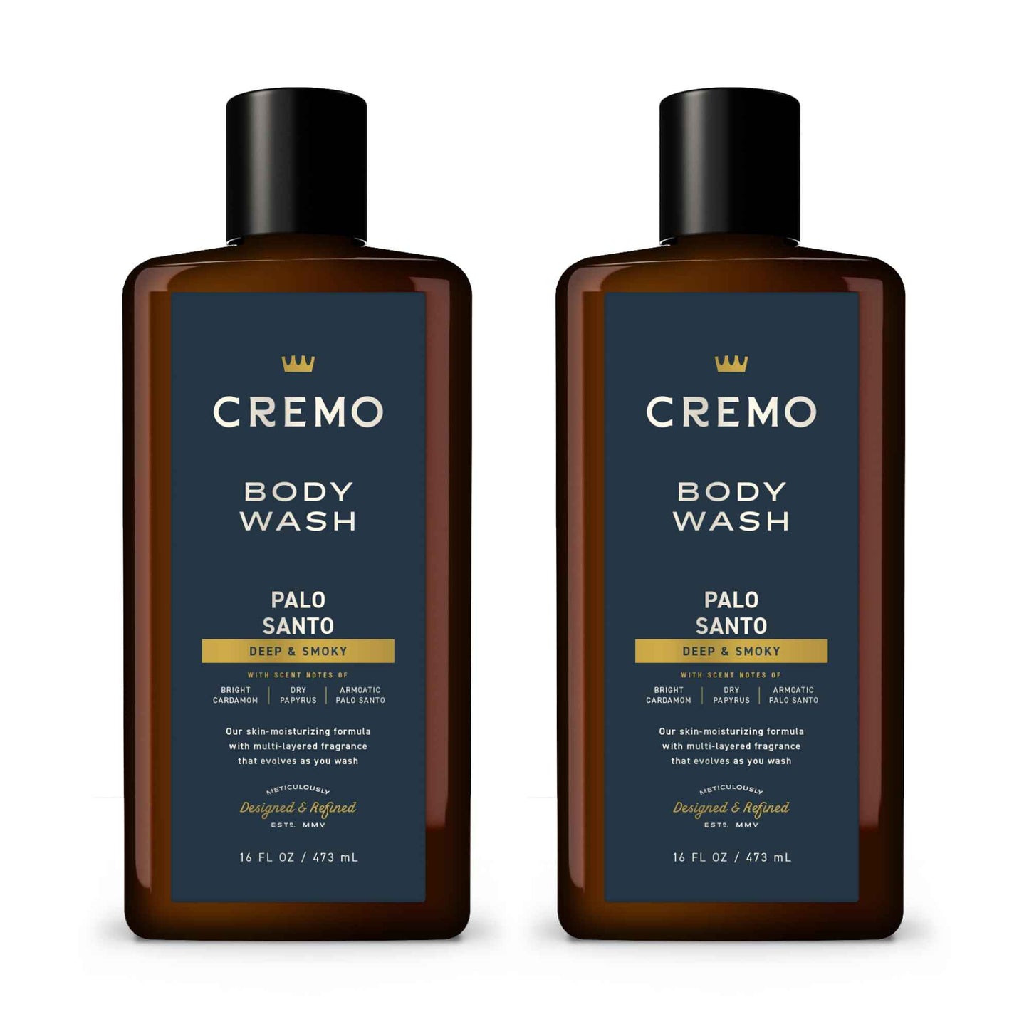 Cremo Rich-Lathering Palo Santo (Reserve Collection) Body Wash, Notes of Bright Cardamom, Dry Papyrus and Aromatic Palo Santo, 16 Fl Oz (2-Pack)