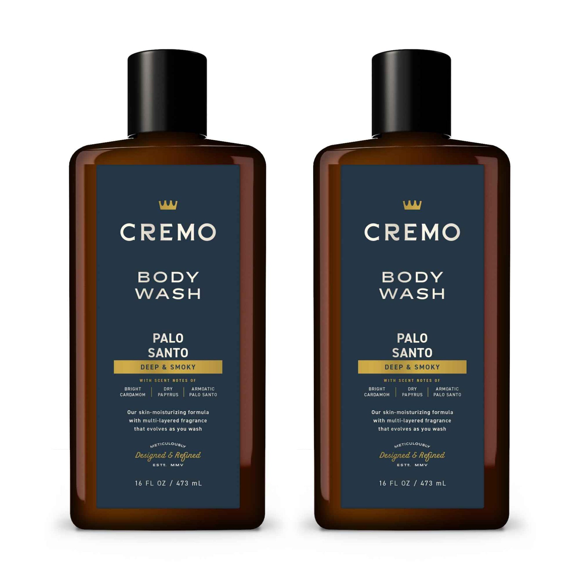 Cremo Rich-Lathering Palo Santo (Reserve Collection) Body Wash, Notes of Bright Cardamom, Dry Papyrus and Aromatic Palo Santo, 16 Fl Oz (2-Pack)
