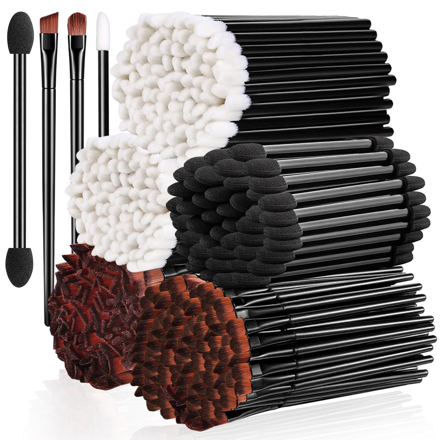 AUHOKY 250Pcs Disposable Eyebrow Brush Set,100 Angled/Round Eyebrow Brushes, 100 Lip Brushes, 50 Double-end Eyeshadow Brushes, Cosmetic brushes Makeup Applicators Accessories Kit for Women Face Beauty