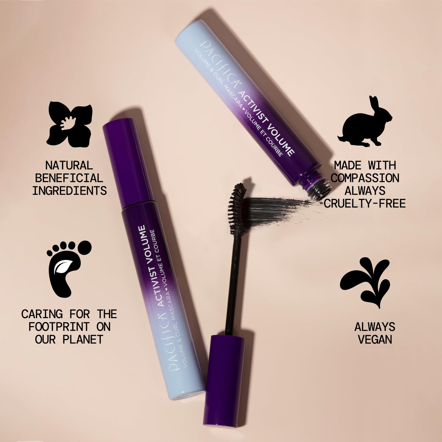 Pacifica Activist Volume & Curl Mascara – Instant Curling & Volumizing Mascara, Plant Waxes & Fibers Formula, Vegan Brush, Clean Vegan, 0.24 oz, Glass Bottle, Vegan Ophthalmologist Tested