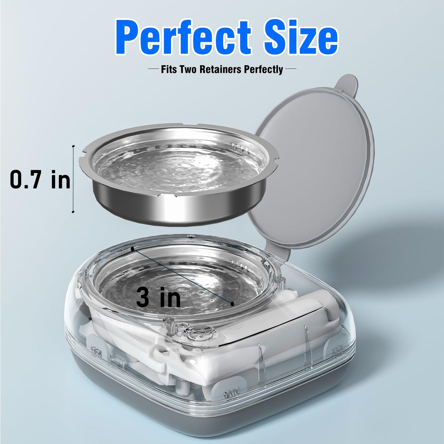 Ultrasonic Retainer Cleaner, Rechargeable Cordless Retainer Cleaner Machine with 50kHz, 2000mAh Battery Portable Charge Once Use 8 Times, Dental Cleaning Pod for Clear Retainer, Traval Use (80ml)