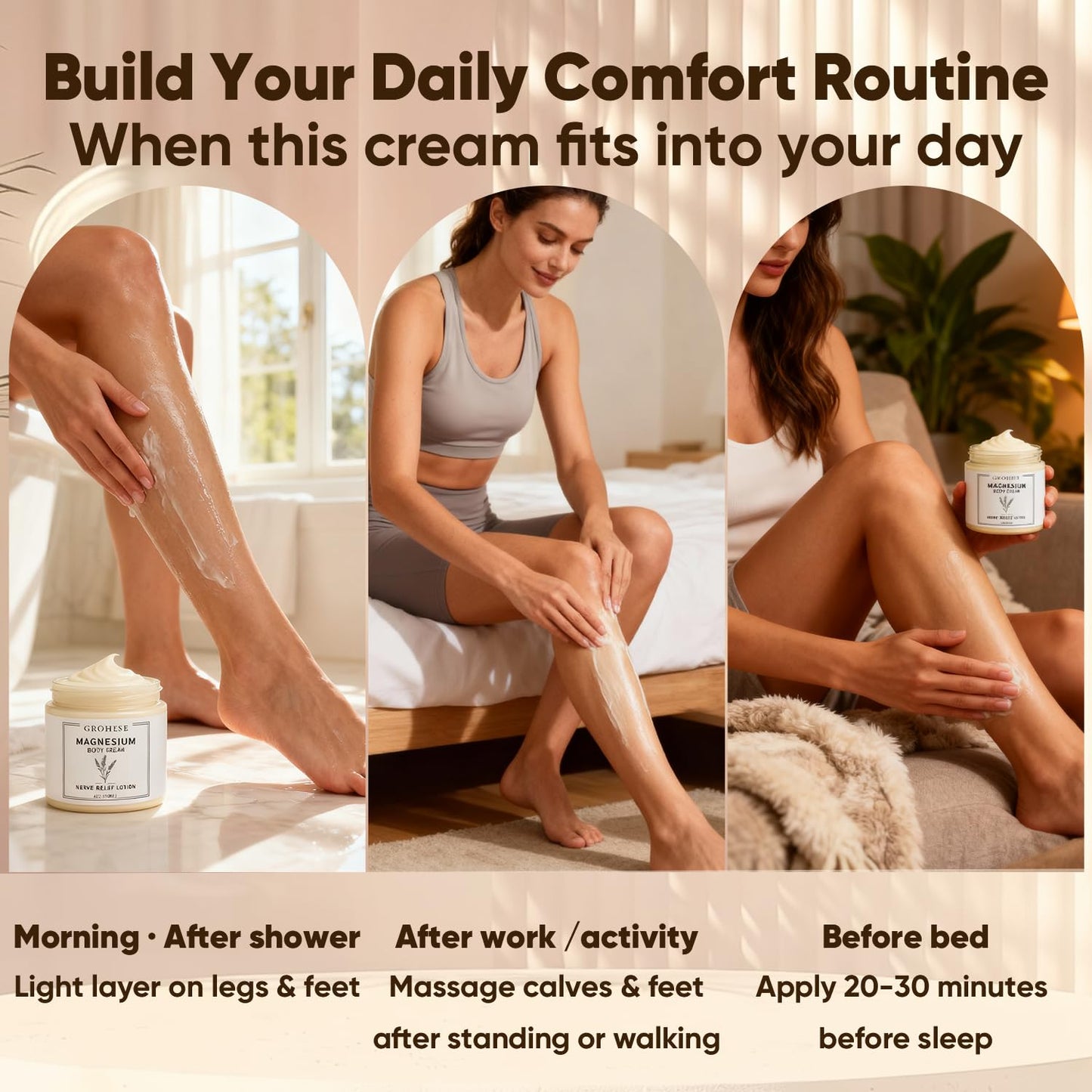 Neuropathy Cream - Nerve Relief Magnesium Body Lotion, Magnesium Cream for Feet & Hands & Knees with Magnesium Chloride and Pure Ingredients, Non-Greasy Formula, Relaxing Lavender Scent