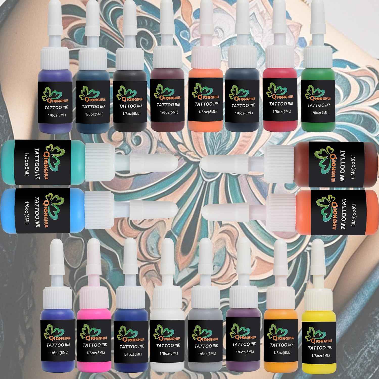 Ink Set 1/6 oz (5ml) Supply Ink 20 Colors Pigment Kit Ink