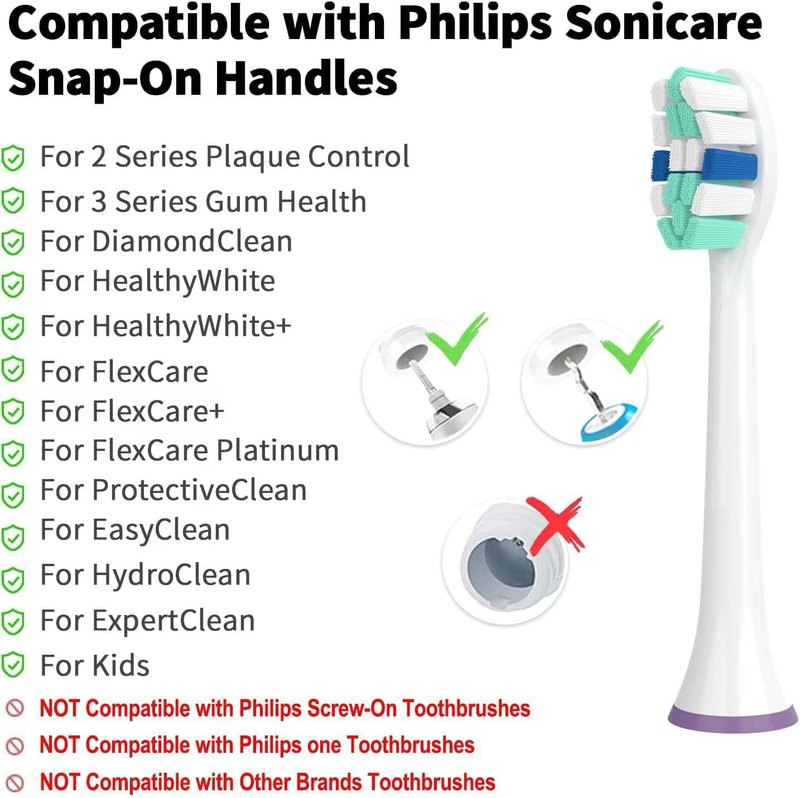 Replacement Toothbrush Heads for Philips Sonicare - Compatible with C1/C2/C3/A3/G2/G3/W3, 8-Pack Set for Deep Cleaning