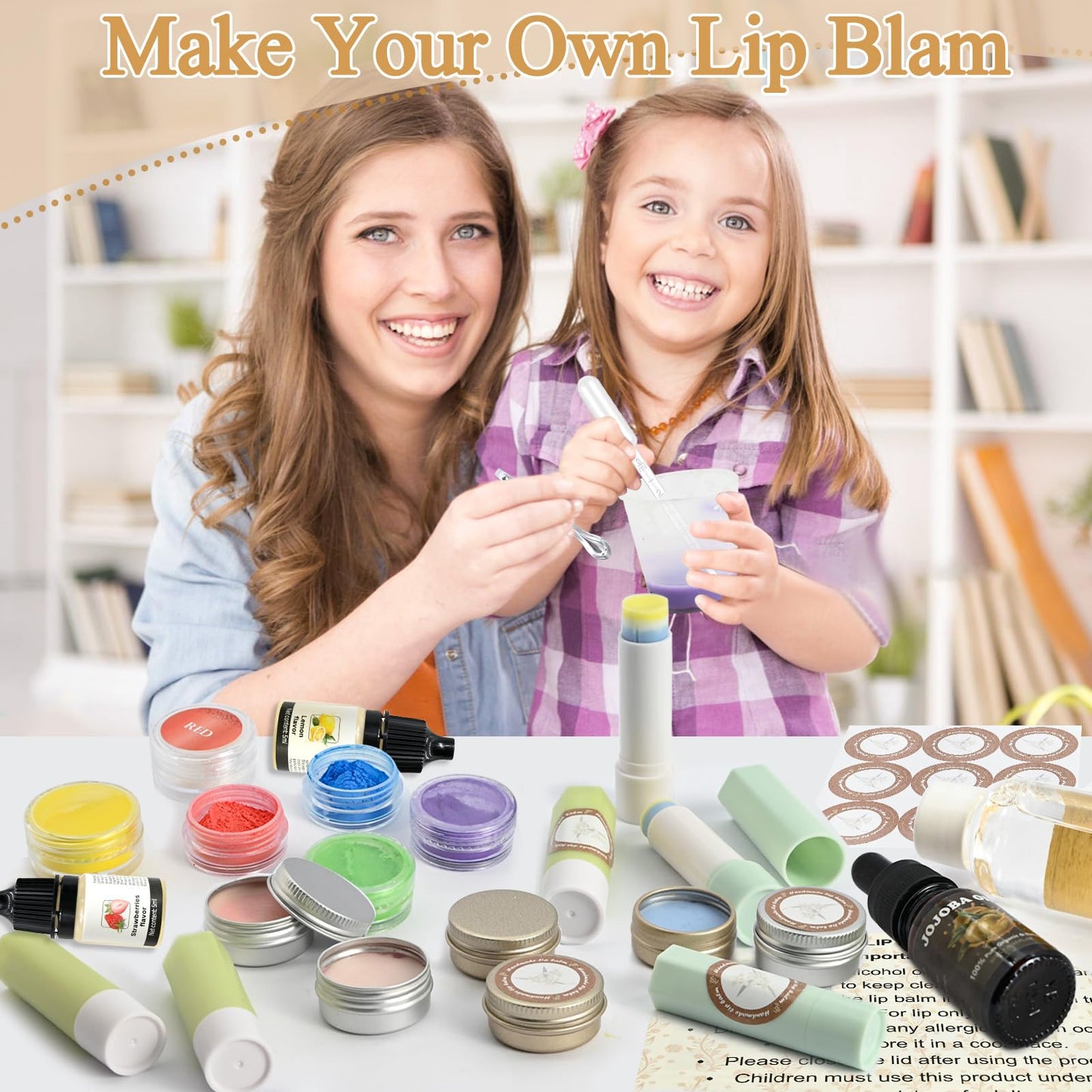 JUYRLE Lip Balm Making Kit- Coconut Lip Gloss Kit with Beeswax, Jojoba Oil, and Coconut Oil for Adults & Girls, Make Your Own Lip Balm– DIY Moisturizing Lip Care