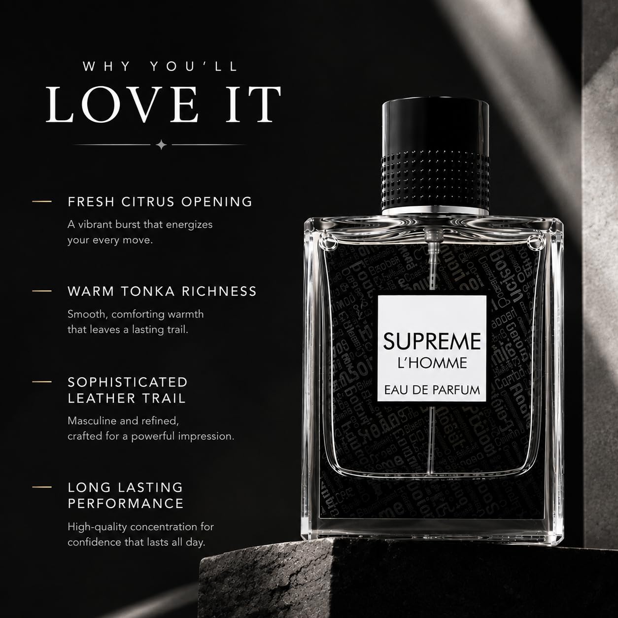 Fragrance World Supreme L'homme Eau De Parfum Spray for Men, 3.4 Ounce