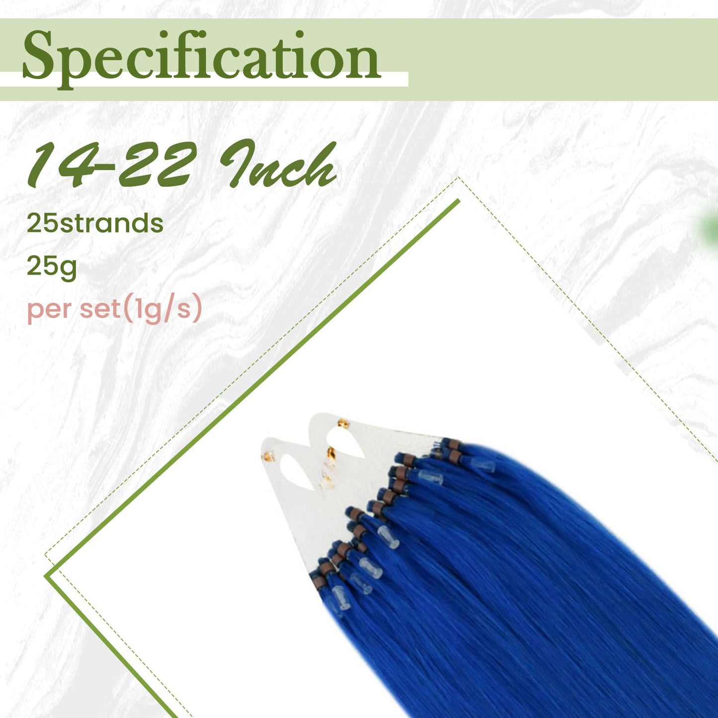 RUNATURE Micro Link Hair Extensions Human Hair Blue Micro Bead Hair Extensions Real Human Hair Blue Hair Extension Real Hair Microlink Hair Extension Remy Natural Hair for Party 14 Inch 25g 25s