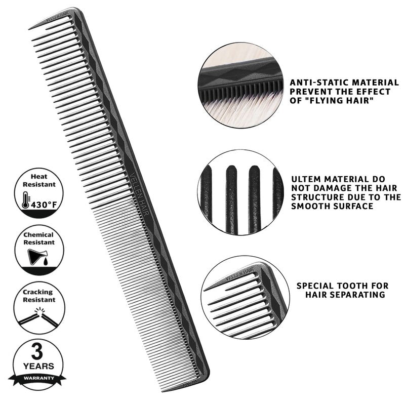 Ultimate Cutting Comb Set for Men & Women - Unbreakable PEI Material | Heat Resistant, 5-Pack