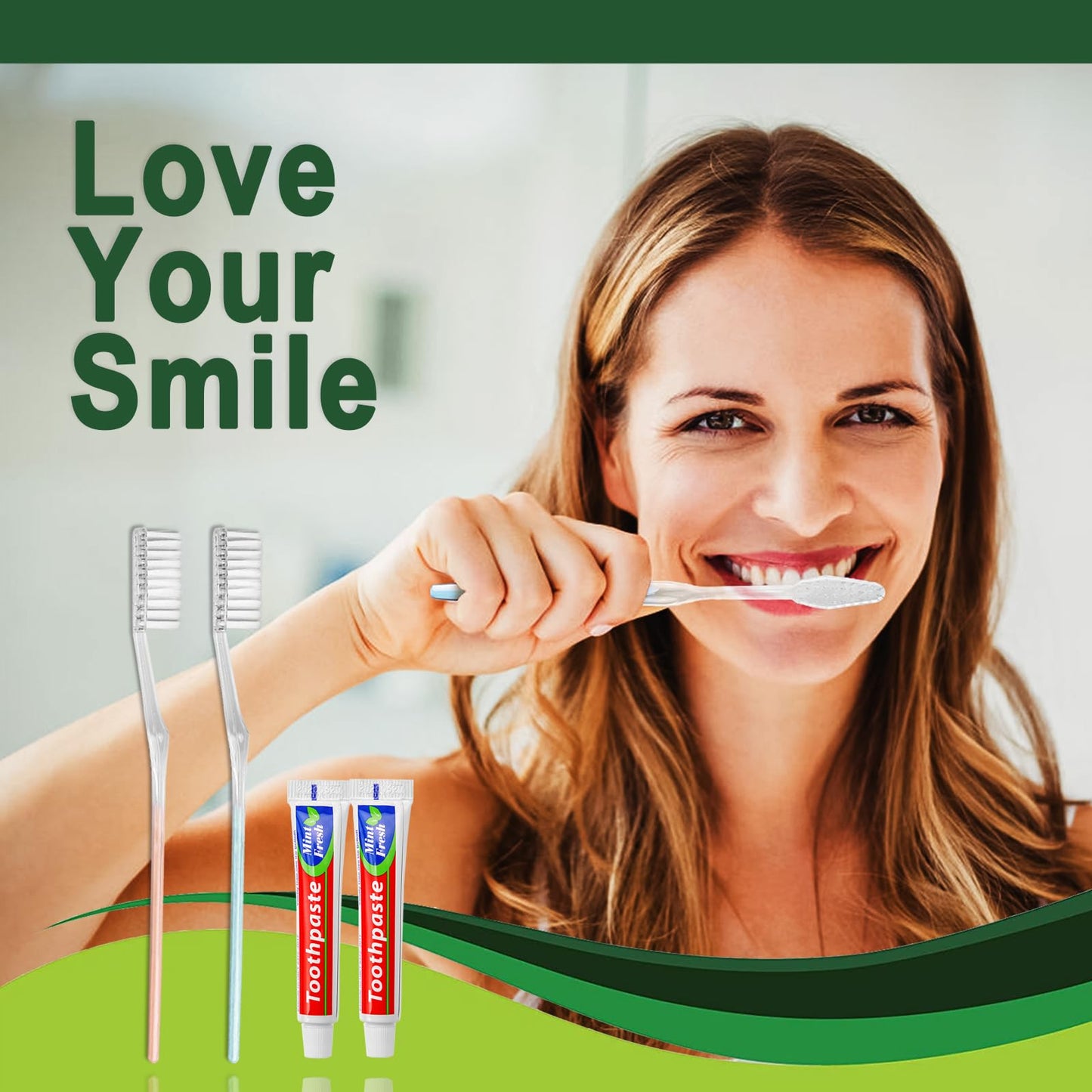 HQSLsund 100 pcs Disposable Toothbrushes with Toothpaste, 2 Color Toothbrushes and Toothpaste 10g, Bulk for Homeless, Airbnb, Hotel