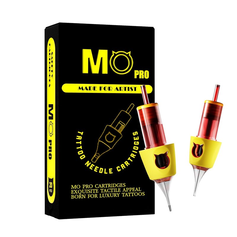 Tattoo Cartridge Needles - 20PCS Expert Grade #12 Round Shader | Disposable with Silicone Finger Ledge for Comfort
