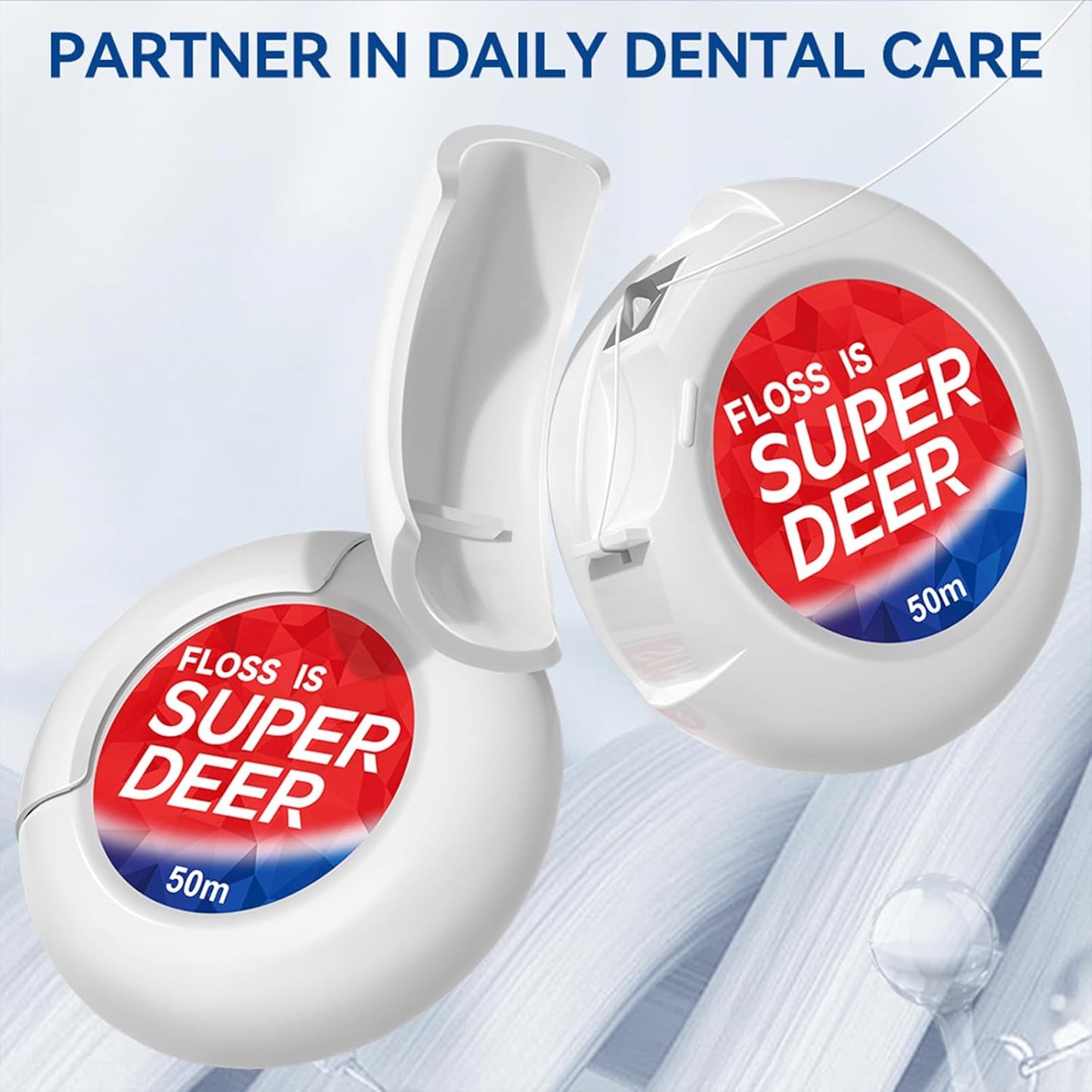 Waxed Dental Floss - Shred Resistant Plaque Remover for Deep Cleaning Teeth | 55 Yd, Easy to Use