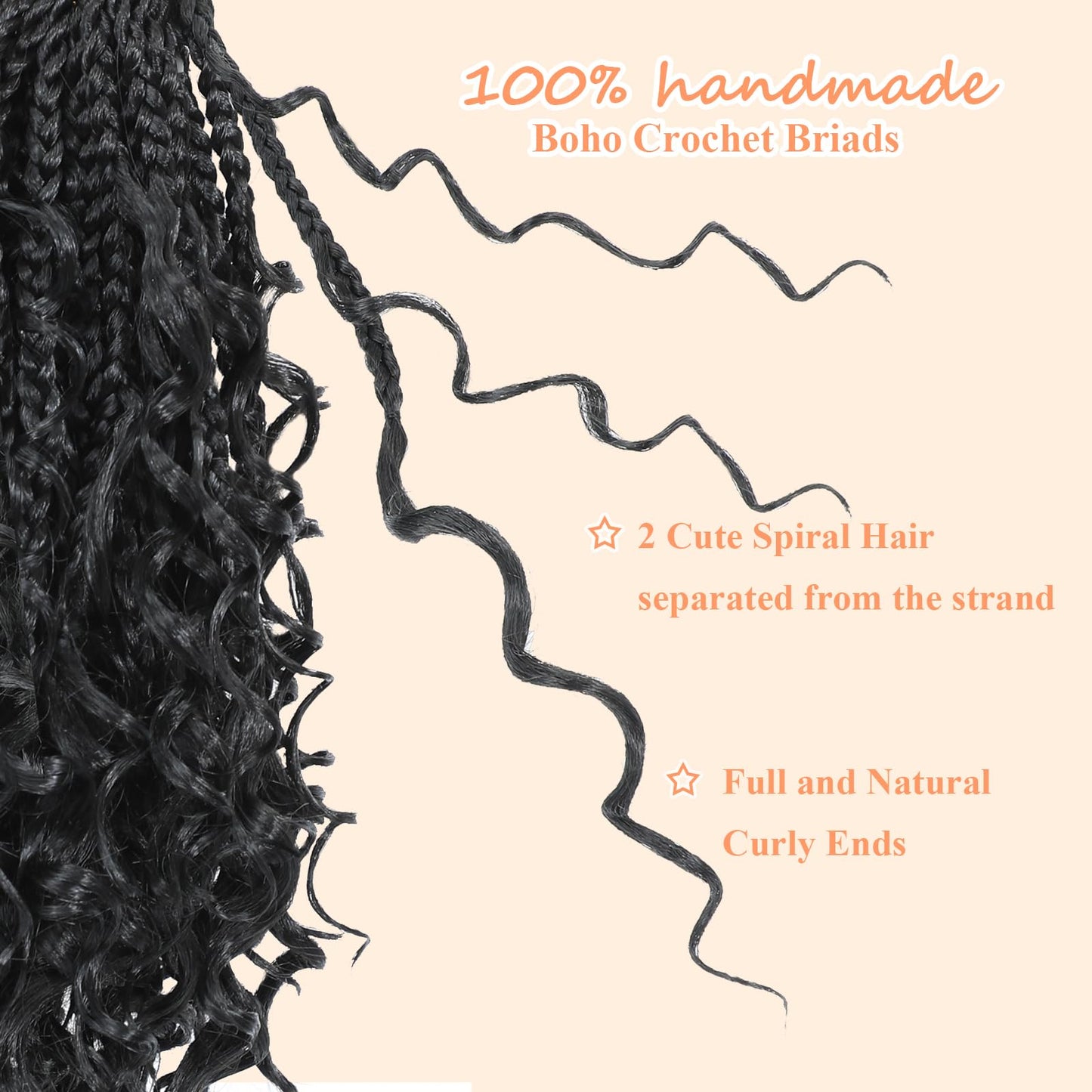 9 Packs Boho Box Braids Crochet Hair 8 Inch Goddess Box Braids Crochet Hair With Curly Ends Pre Looped Synthetic Bohemian Braid Hair Extensions For Women (8 Inch, 1B)