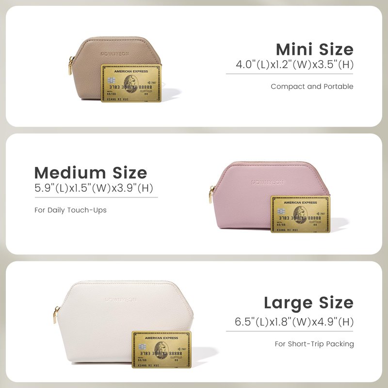 ROWNYEON Small Makeup Bag for Purse, Mini Portable Cosmetic Bags for Women, PU Leather Coin Purse Lipstick Cosmetic Accessories Organizer, Travel Makeup Pouch Zipper Pouch for Men Women 6
