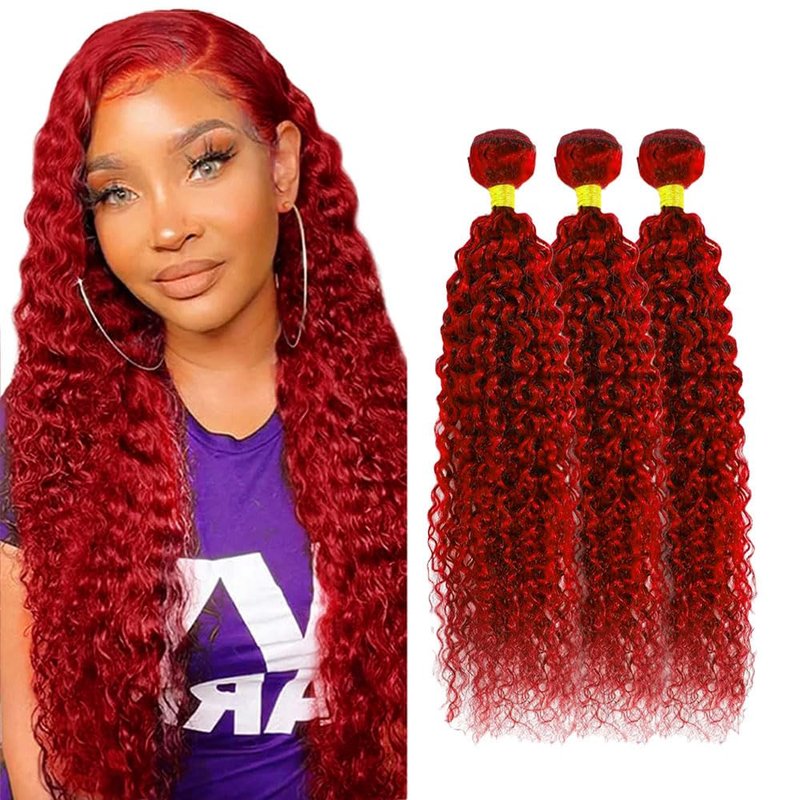 Red Human Hair Bundles Water Wave Bundles 24 26 28 Inch Unprocessed Brazilian Virgin Remy Hair Wine Red 3 Bundle Burgundy Water Wave Human Hair Extensions 50 Gram Per Bundle