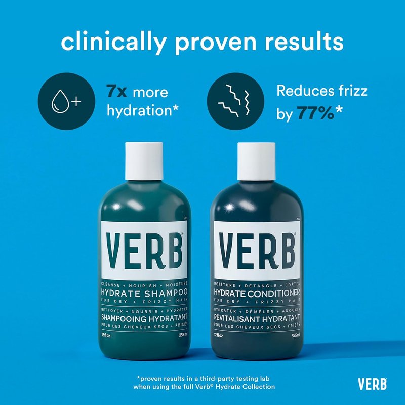 VERB Hydrate Shampoo - Nourishing Formula for Dry, Frizzy Hair - Smooths & Reduces Frizz | Amber & Warm Jasmine Scent