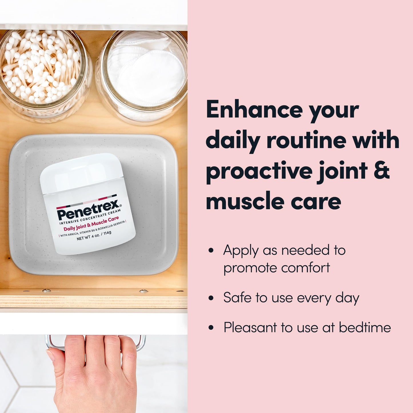 Penetrex Joint & Muscle Therapy - Soothing Comfort for Back, Neck, Hands, Feet - Premium Whole Body Rub with Arnica, Vitamin B6 MSM & Boswellia - Non-Greasy 4oz Cream
