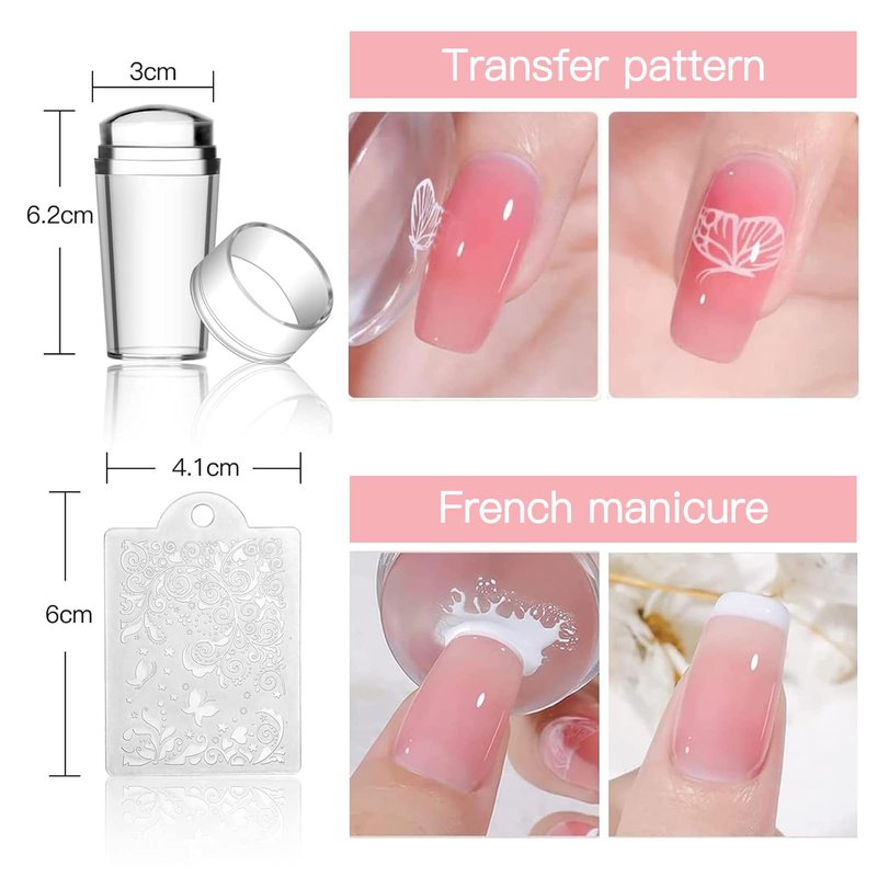 Biutee Nail Stamper Kit with Clear Stamper and Scraper, 10 Nail Stamping Plates and 8 Gel Stamping Polishes, UV Cure Required, Floral Animal Leaves French Nail Art Set for Beginners