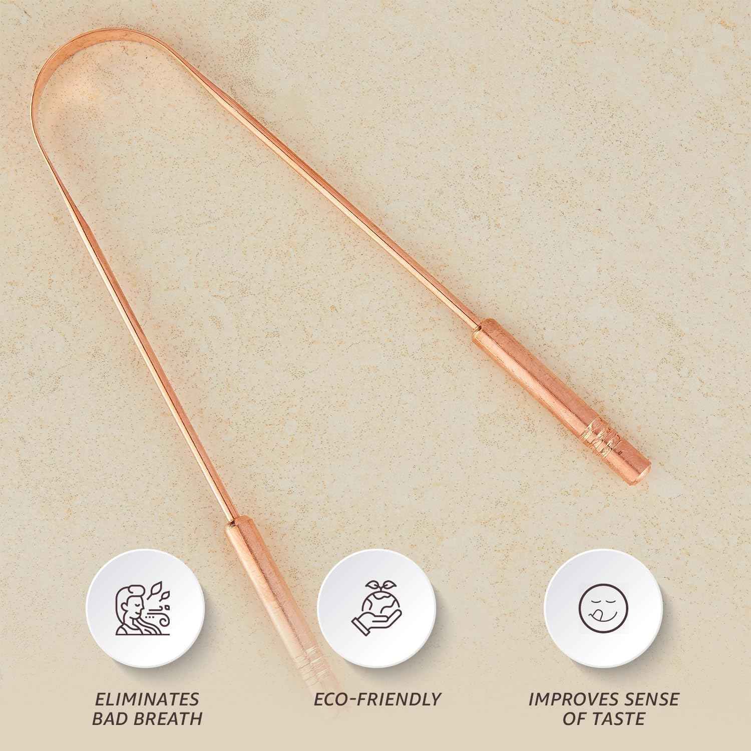 Copper Tongue Cleaner Traditional Ayurvedic Design, Pack of-2, Reduce Bad Breath, Tongue Scrubber, Easy to Use, Tongue Scraper for Oral Care & Hygiene