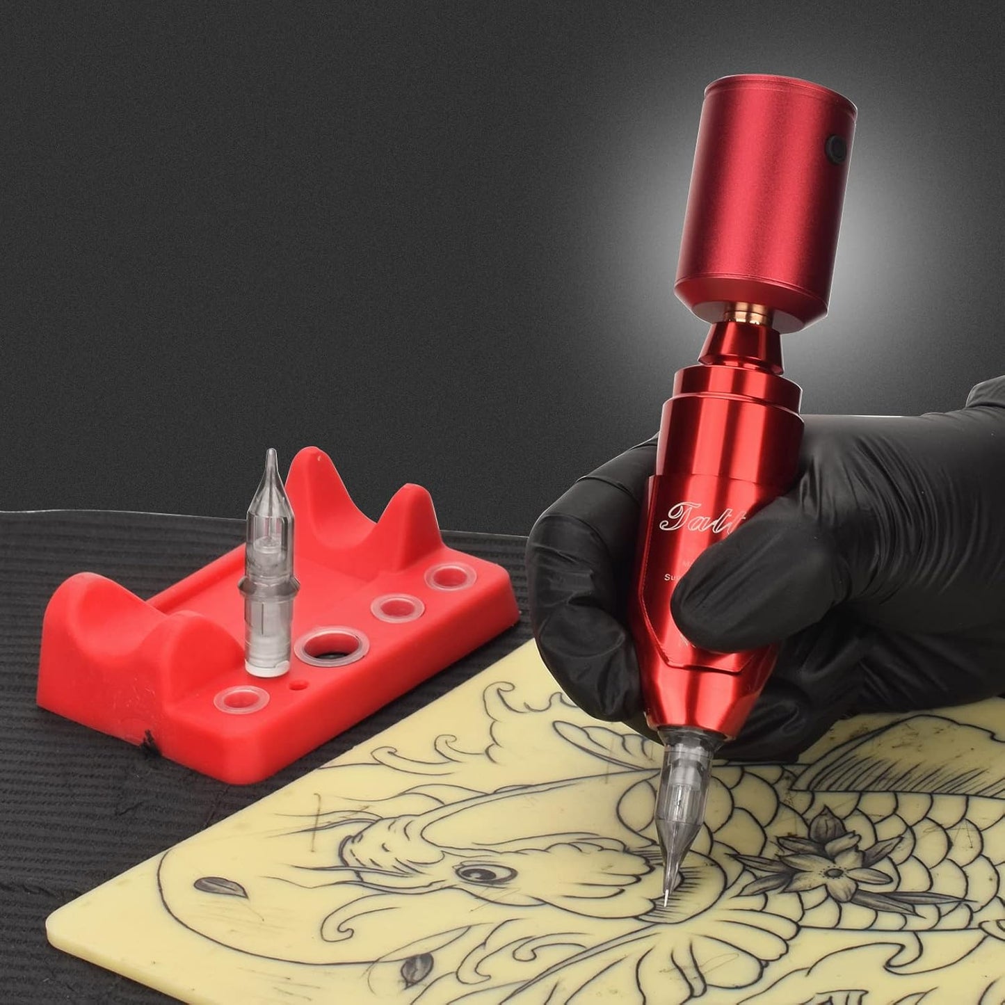Tattoo Pen Machine Kit - Cordless Power Supply & Silicone Holder | 1300mAh Rechargeable Set with 3RL Needles
