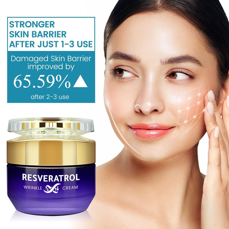 Resveratrol Wrinkle Cream - Skin Barrier Repair Face Moisturizer for Enhanced Hydration & Reduced Sensitivity | 1.7 oz