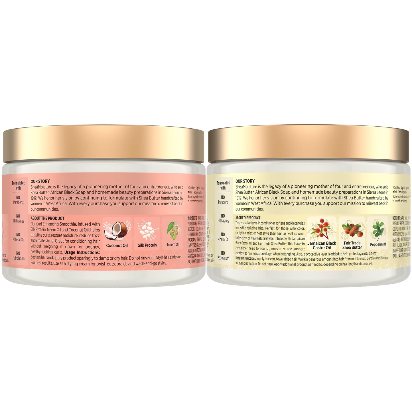 SheaMoisture Leave-In Conditioner Bundle, Coconut & Hibiscus Curl Enhancing Smoothie for Curly Hair, Frizz Control + Jamaican Black Castor Oil Strengthen & Restore for Hair Repair