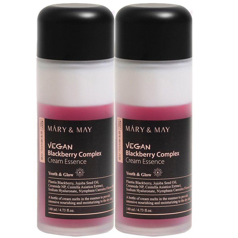Mary&May Vegan Blackberry Complex Cream Essence Duo- Intense Hydrating & Soothing Face Essence - Fragrance-Free, Hypoallergenic, Deep Moisture, Boost Elasticity, Korean Skincare, 9.46 fl.oz.