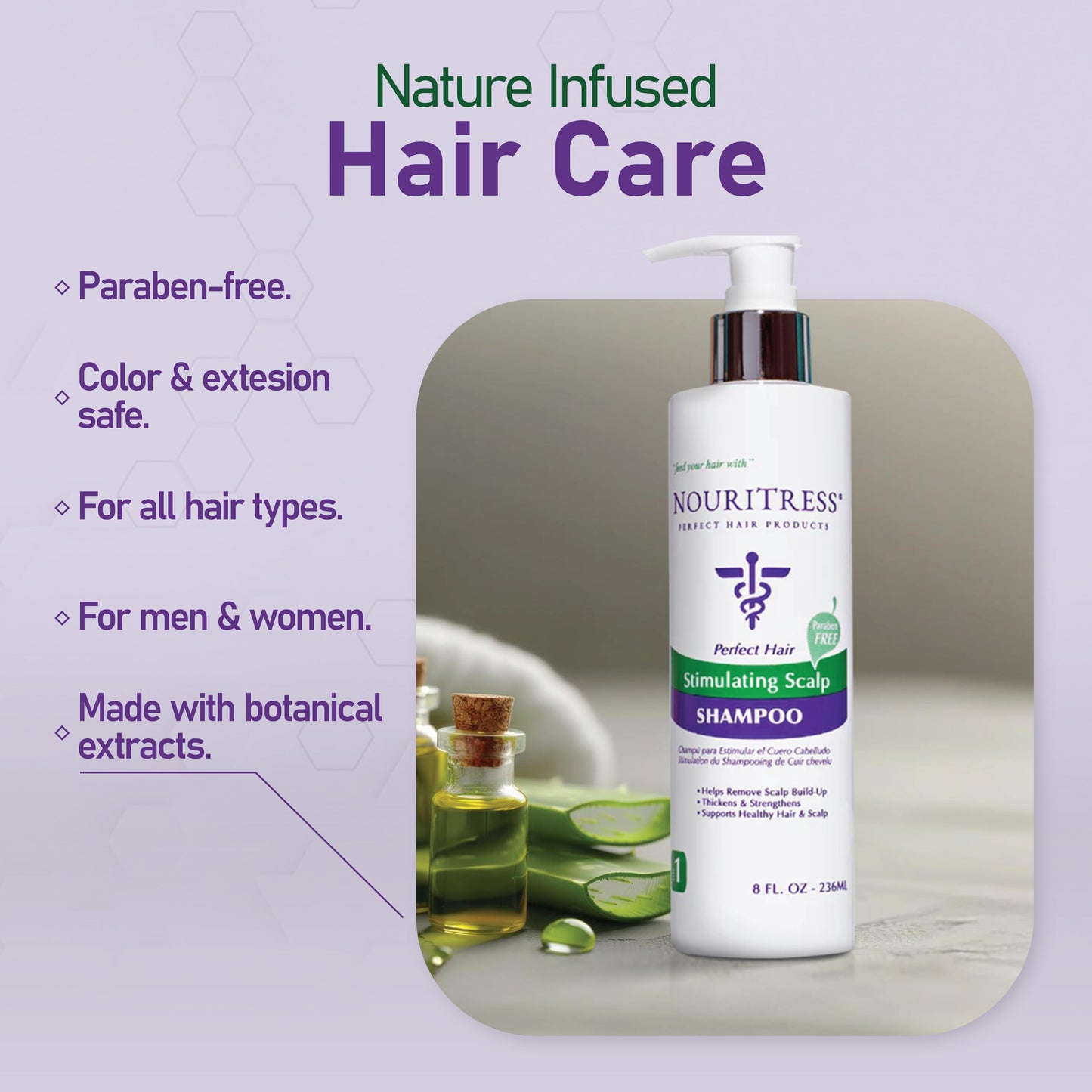NouriTress Stimulating Scalp Shampoo - Itchy, Dry Scalp Shampoo, Promotes Hair Growth with Camphor, Peppermint & Tea Tree Oil - Deeply Cleanses, Reduces Build-up, Nourishes & Strengthens Hair - 8 oz