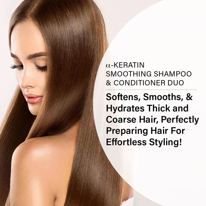 PETER COPPOLA a-Keratin Smoothing Shampoo & Conditioner Set - Frizz Control & Shine | 10 oz, Argan & Avocado Oil Infused