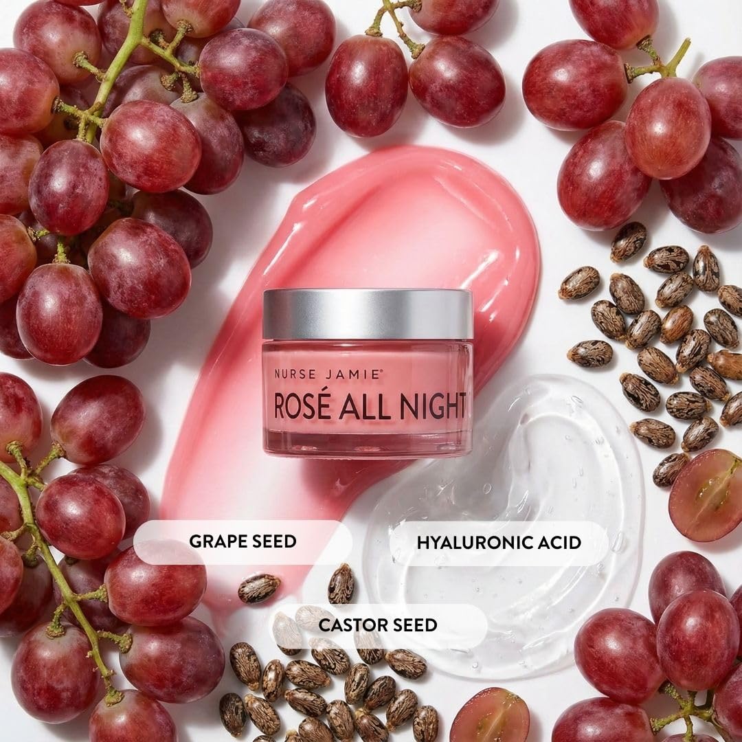 Nurse Jamie | Rosé All Night Lip Mask & Exfoliating Tool - Hydrating Overnight Treatment for Soft, Smooth Lips