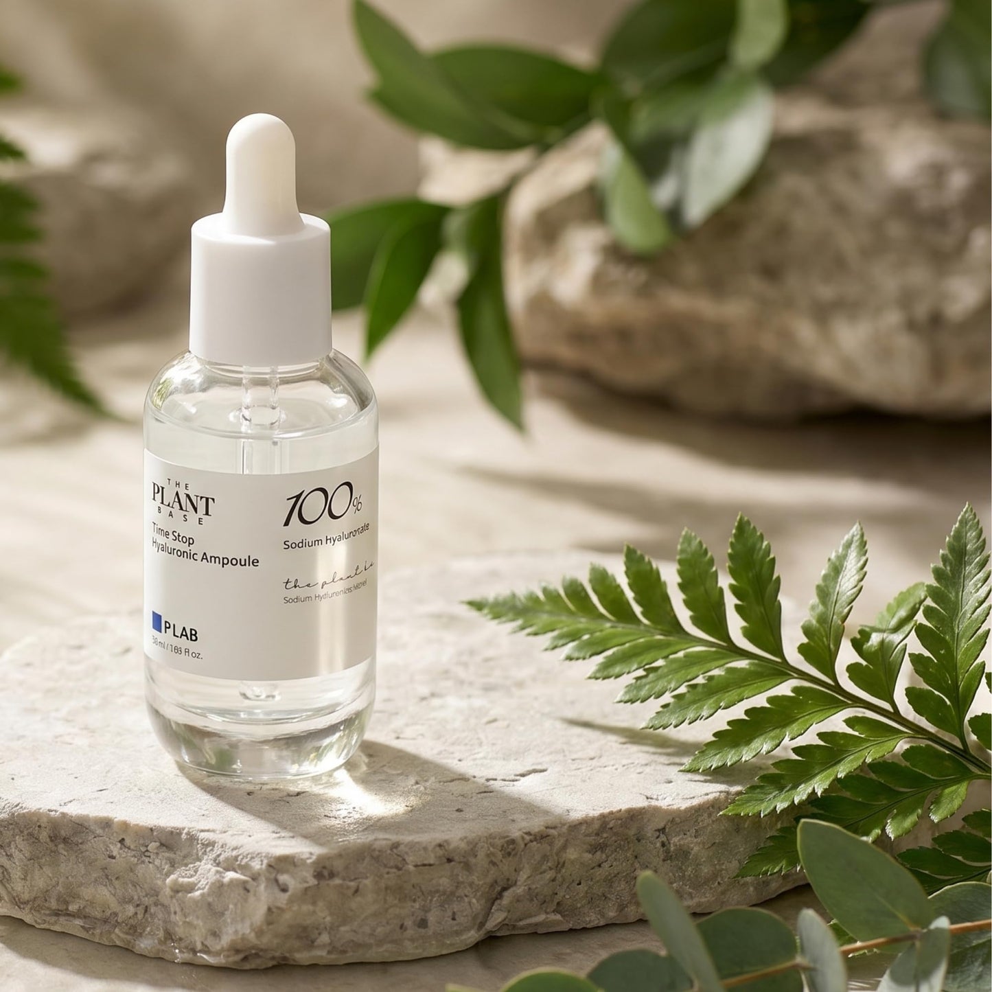 THE PLANT BASE 100% Pure Hyaluronic Acid Ampoule | Single-Ingredient Vegan Serum for Dry & Sensitive Skin | Fragrance-Free, Non-Comedogenic | K-Beauty NMF Deep Moisture, 1.01 fl oz