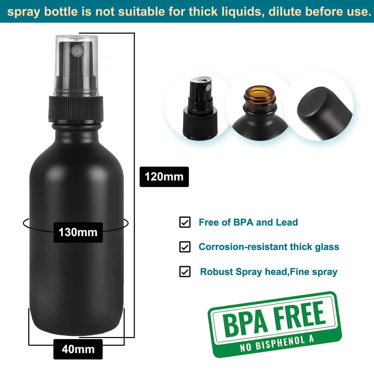 NOOEEISS Frosted Black Glass Small Spray Bottle 2 oz 24 Packs,Fine Mist Sprayer Small Clear Bottles,Refillable Containers mini spray bottles for Cleaning Solutions and Skin Care (Frosted Black 24pcs)