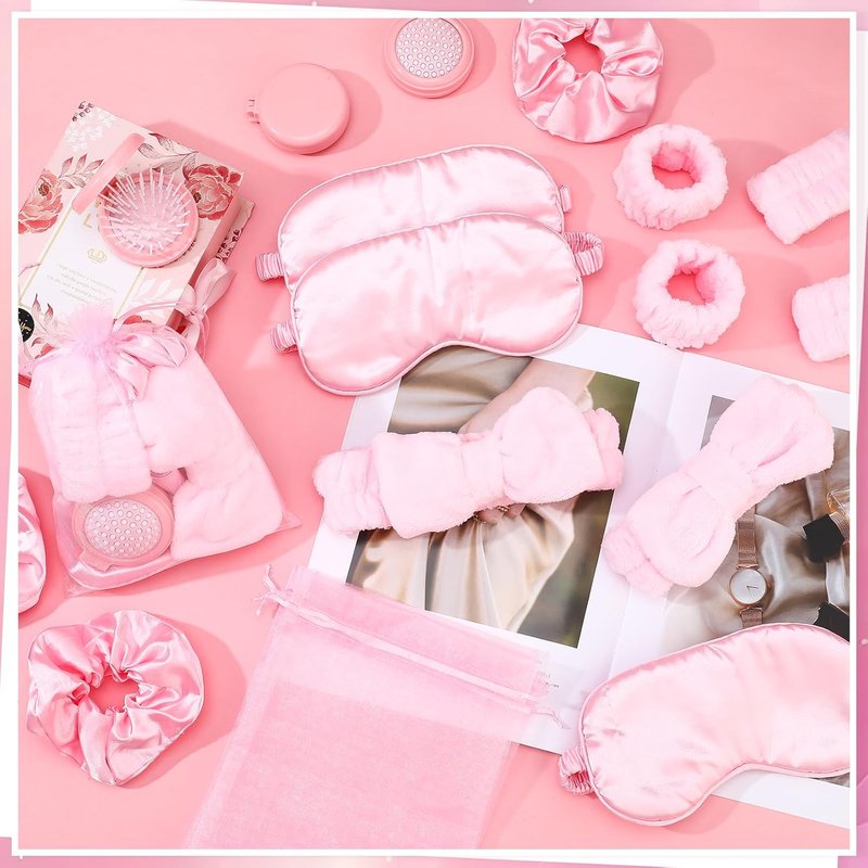 Spa Sleepover Party Supplies - 36 Pcs Set for Girls | Includes Headbands, Eye Masks, Scrunchies & More