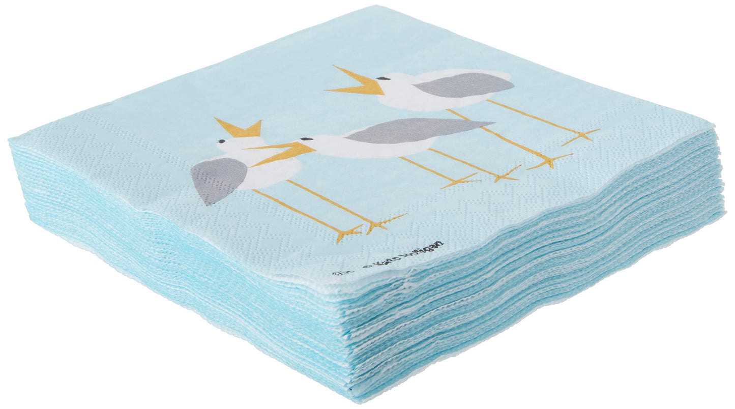 Boston International IHR Cocktail Beverage Paper Napkins, 5 x 5-Inches, Seagulls, 20-Count