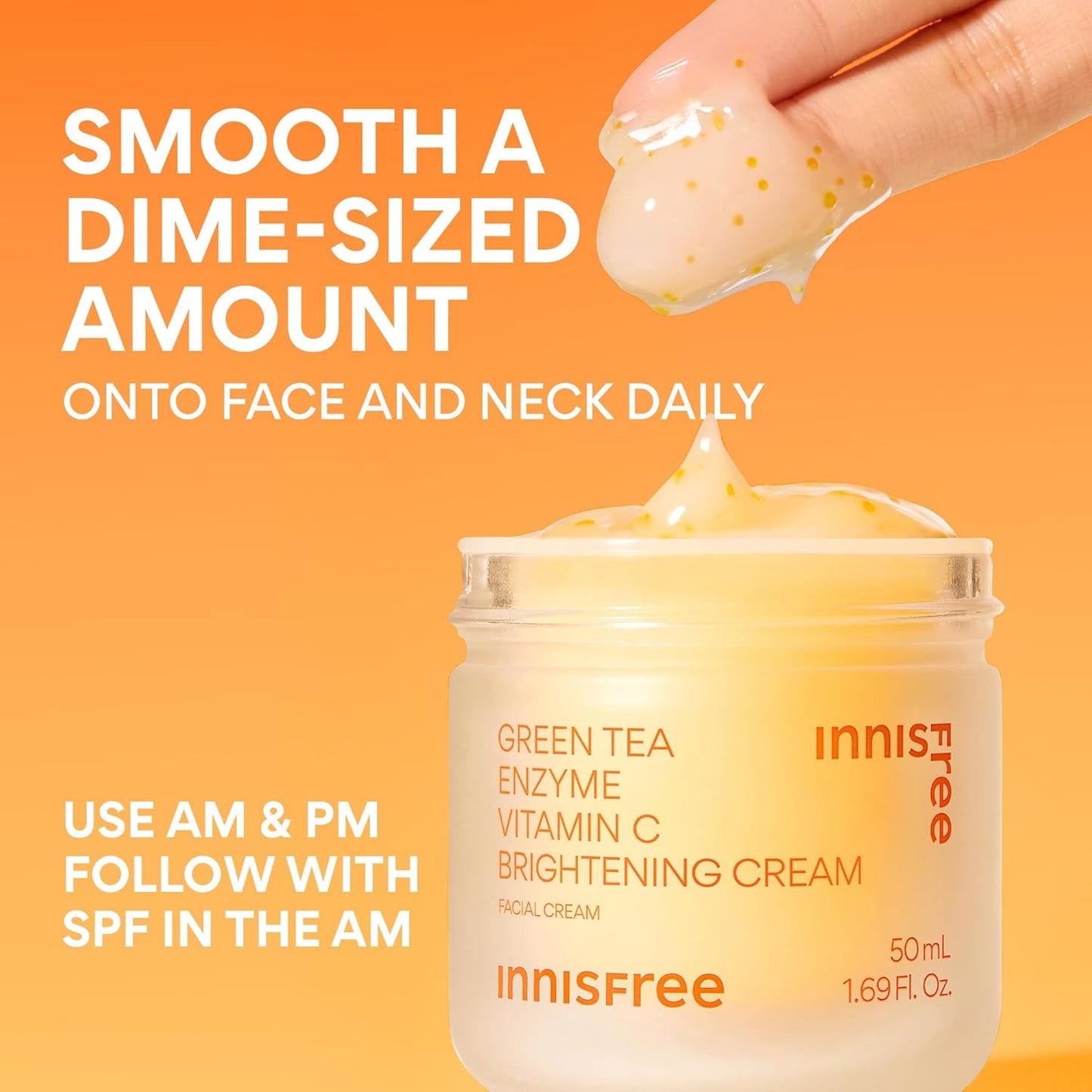 Innisfree Green Tea Enzyme Vitamin C Cream - Brightening Korean Face Moisturizer for Dark Spots & Radiant Skin