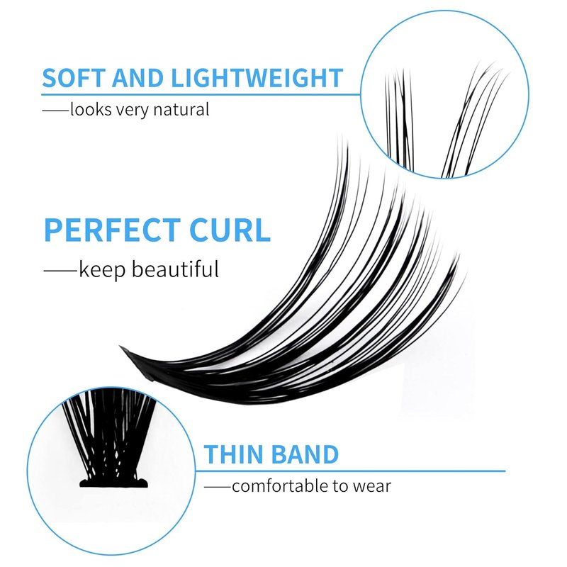 Natural Lash Clusters - 280 PCS D Curl Mink Eyelash Extensions | Soft & Natural DIY Lashes (8-16mm)