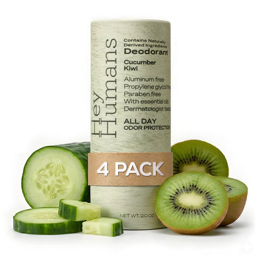 Hey Humans Deodorant, Aluminum Free Deodorant for Women and Men, Contains Naturally Derived Ingredients, All Day Odor Control, Refreshing Essential Oils, Earth Friendly Package, Cucumber Kiwi