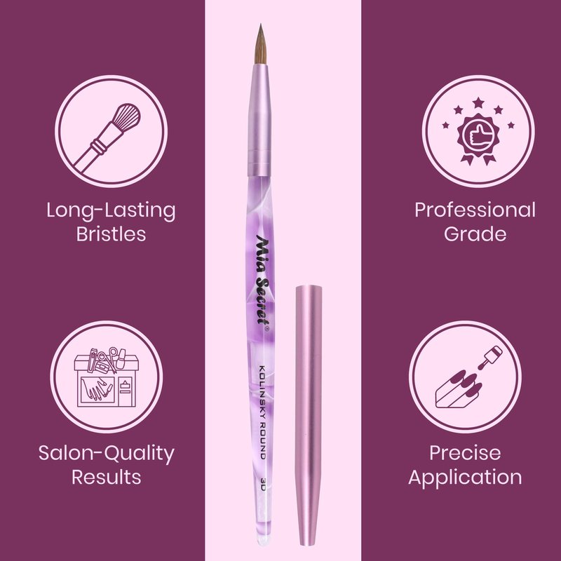 Mia Secret - Nail Brush KOLINSKY ROUND BRUSH ART 3D (Purple)