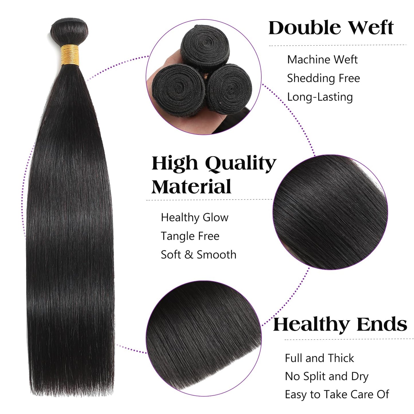 12A Straight Bundles Human Hair 20 Inch Brazilian Virgin Hair Single Human Hair Bundles Soft Glossy Sew In Hair Extensions For Black Woman