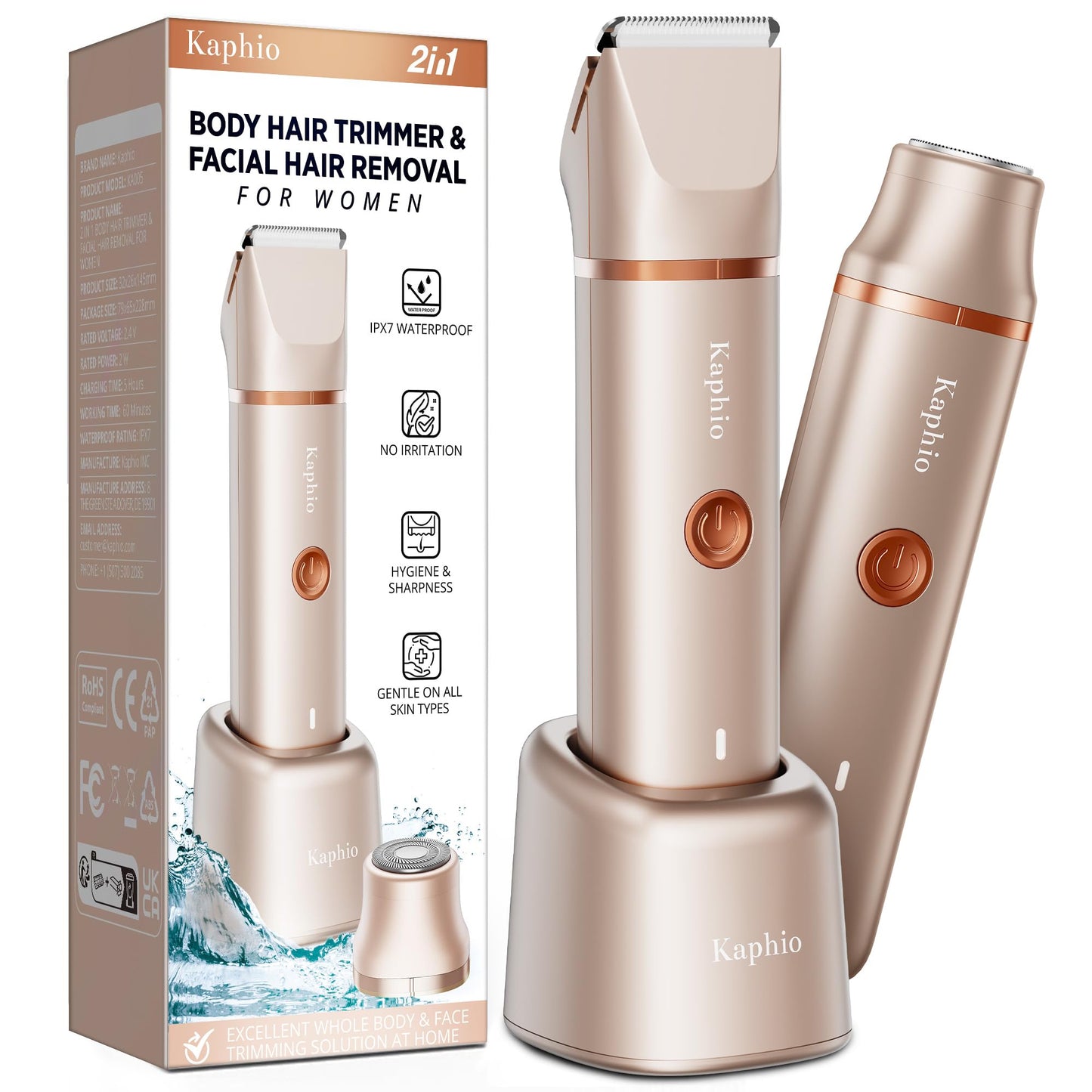 Bikini Trimmer for Women Pubic Hair: 2 in 1 Electric Razors for Women - Rechargeable Electric Shaver - IPX7 Waterproof Lady Shaver for Travel & Shower Use in Summer