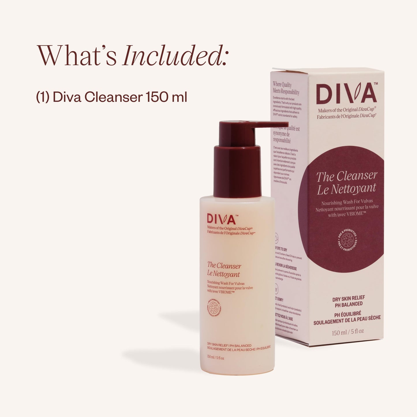 DIVA Cleanser - Gentle, Fragrance-Free & Plant-Based Formula for Daily Freshness - Help Maintain pH Balance - Helps Prevent Dryness & Moisture Loss - Helps Support Healthier Microbiome - 150 mL