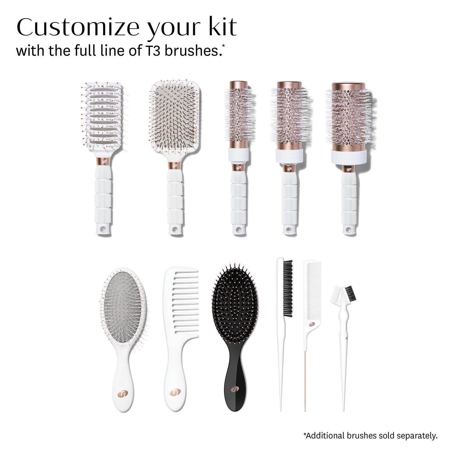 T3 Smooth Paddle Brush | Cushioned Body and Wide Flat Base for Gentle Styling | Heat Resistant Bristles