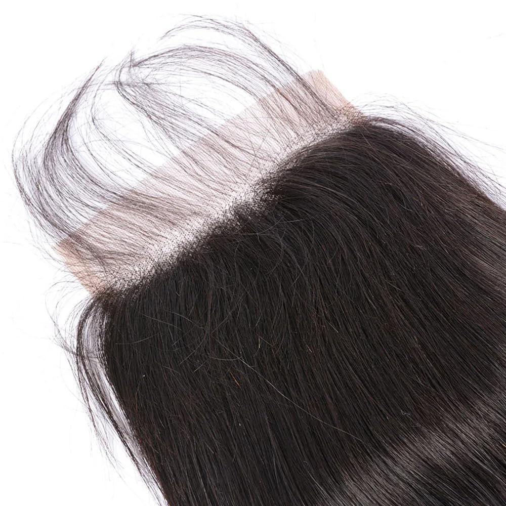 5x5 Lace Closure Straight Closure Human Hair Hd Transparent Lace Front 12A Virgin Human Hair Free Part Pre Plucked with Baby Hair Lace Frontal Natural Black Color 14 Inch