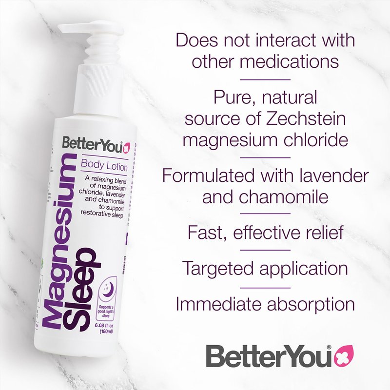 BetterYou Lotion Bundle - Sleep and Magnesium Body Lotion - Softens Skin and Eases Muscles - Calming Lavender and Chamomile Blend - 2 pc