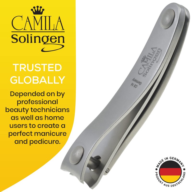 Camila Solingen CS14 2.5" Fingernail Clipper and Toenail Clipper for Manicure and Pedicure - Professional Nail Clippers with Precision Super Sharp Blades - German Stainless Steel Cuticle Trimmer