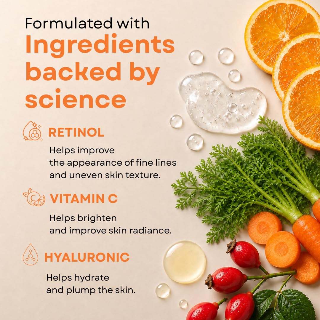 GLEOW Skincare Set: Retinol, Vitamin C, and 99% Hyaluronic Acid Serum, Face Serum Set Targets Appearance of Uneven Skin and Dryness, Total Package Serum Set 3x2 oz