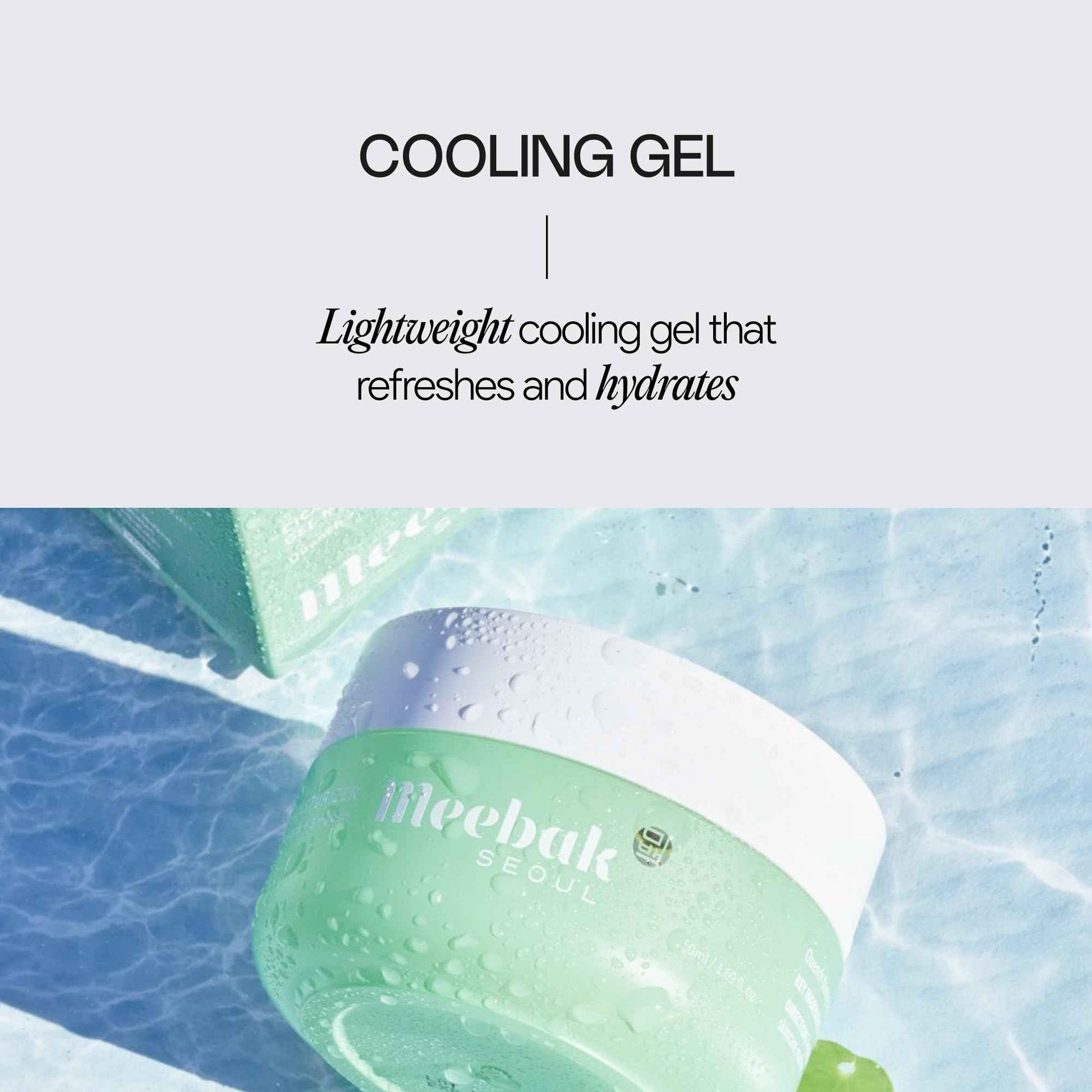 Meebak Cica Gel Face Moisturizer | Lightweight Hydrating Water Cream with Hyaluronic Acid & Vegan Collagen | Fast-Absorbing, Cooling Gel for All-Day Hydration & Glass Skin | Korean Skin Care