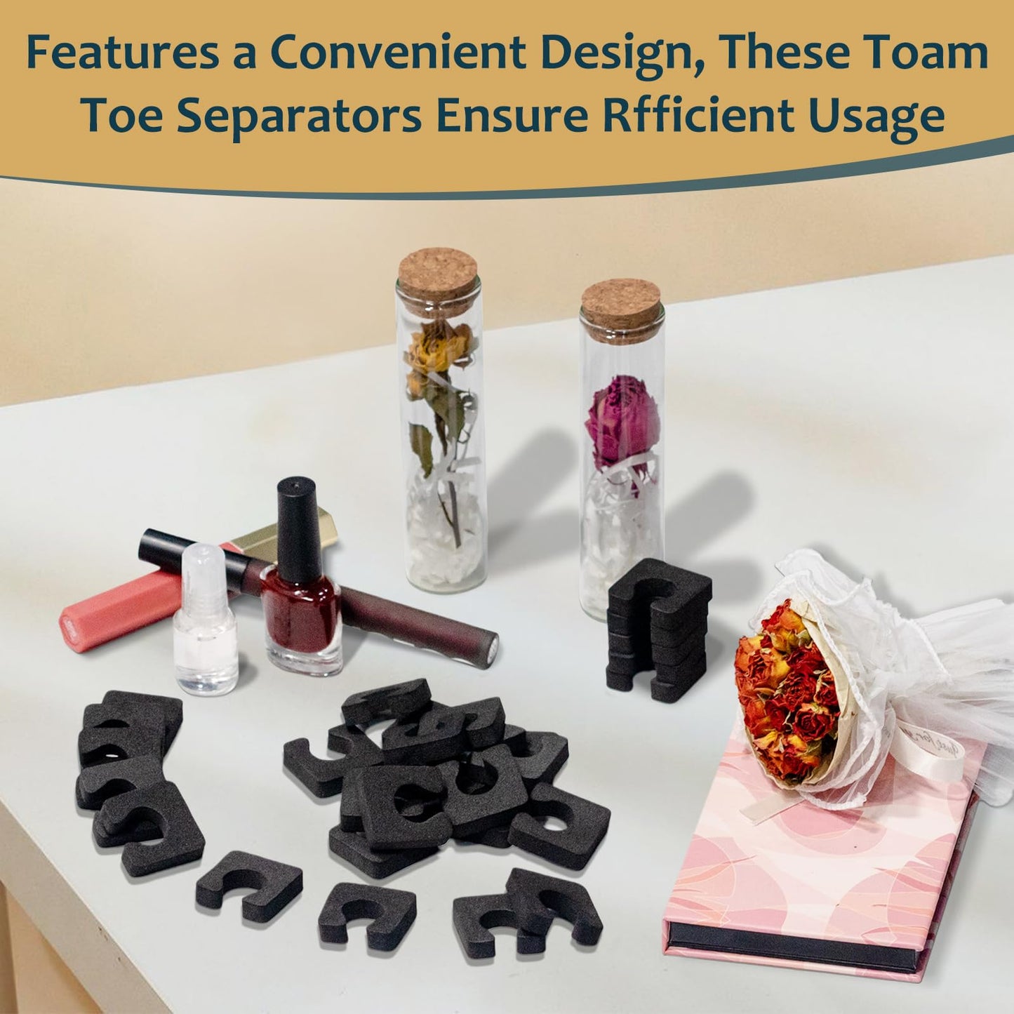 600 Pcs Toe Separators for Men and Women, Soft Foam Finger Divider Spacer Set, Pedicure Toe Separators for Hands and Feet Nail Polish Application Luxury Pedicure Supplies, Black
