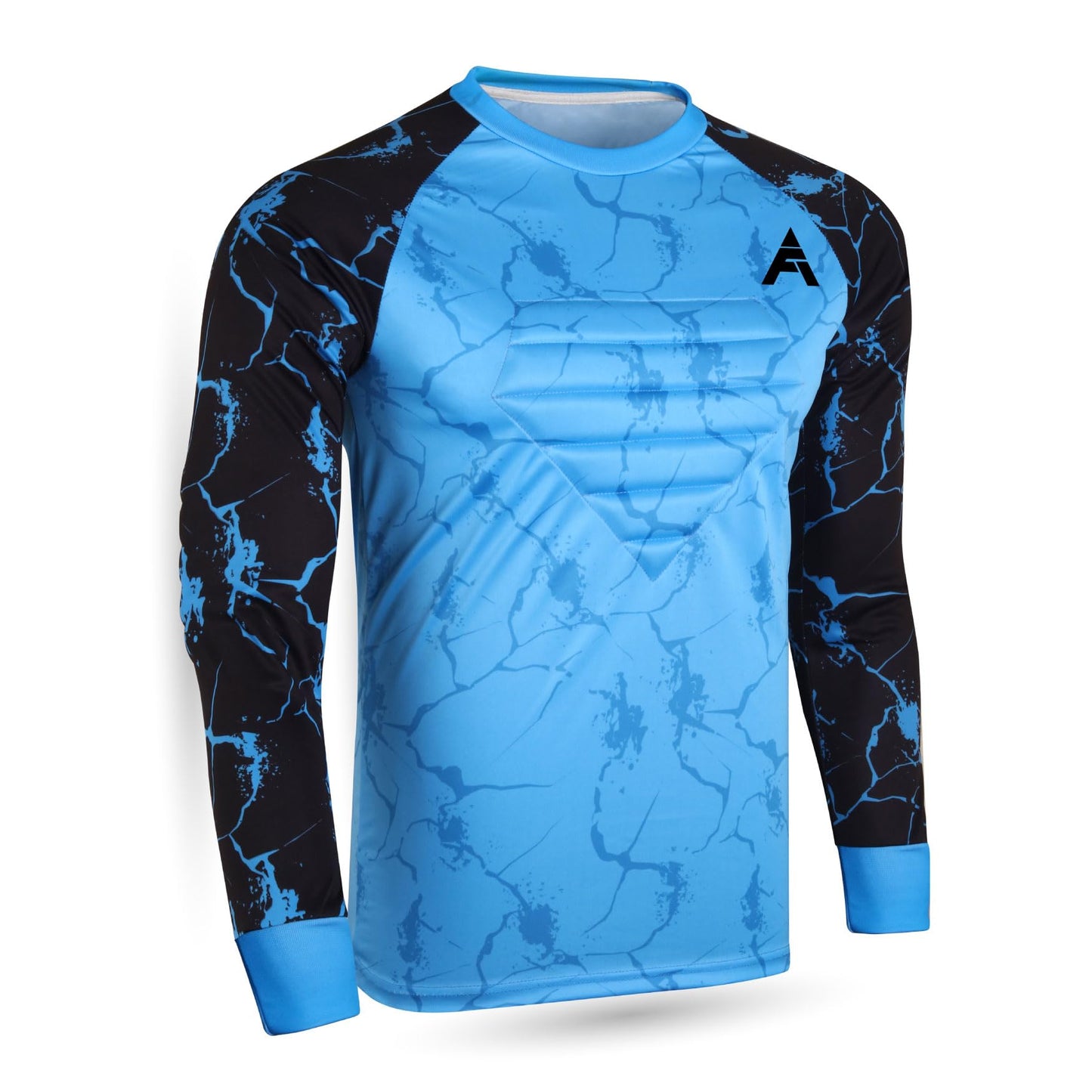 FOLK APPAREL Goalkeeper Jersey Chest Padded Goalie Shirt for Adult/Kids Soccer Elbow Padded Youth/Adult Sizes Long Sleeve (US, Alpha, Small, Regular, Regular, Blue)